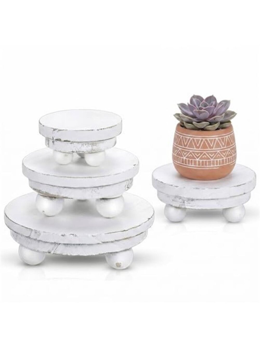 3 Pcs 5/4/3 Inch Wooden Risers for Display Wood Pedestal Stand Mini Tray Stand